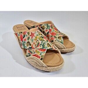 WN Women's Size 8.5 Impo Normi Shell Beach Theme Wedge Slide Sandals Heels NWOB